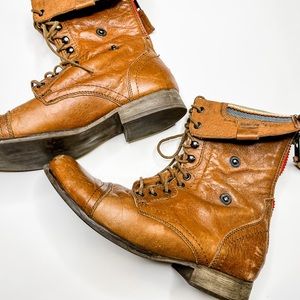 STEVE MADDEN | Women's Brown Leather Combat Boots